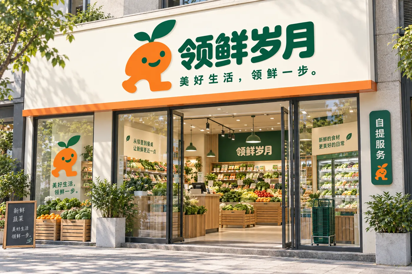 领鲜岁月门店门头效果图